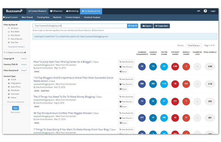 do search analysis with buzzsumo