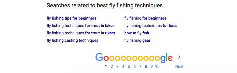 Google search for fly fishing